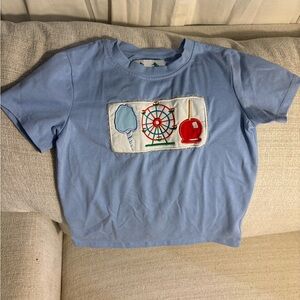 Blue Kids T-Shirt with Carnival/Fair Embroidery